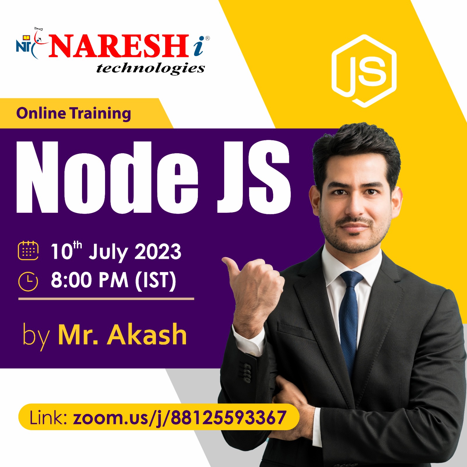 Attend a Free Demo On Node JS by Mr. Aakash - NareshIT, Online Event