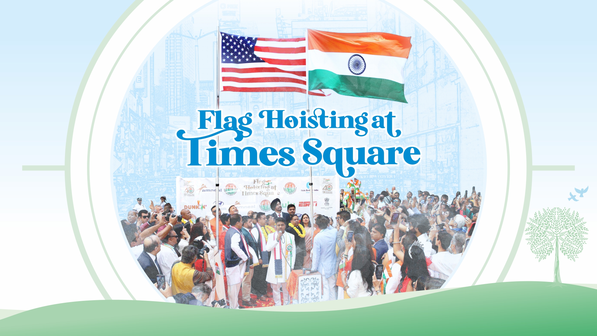 The Indian Khadi National Flag Hoisting At Times Square NY, New York, United States
