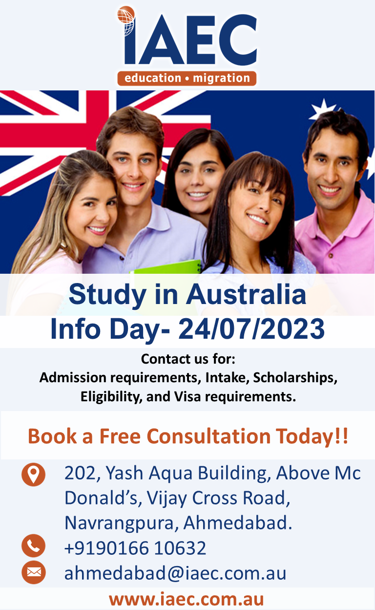 Study in Australia- Info day 24/07/2023, Ahmedabad, Gujarat, India