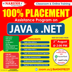 100% Placement Assistance Program On Java Developer & Dot Net | Naresh IT