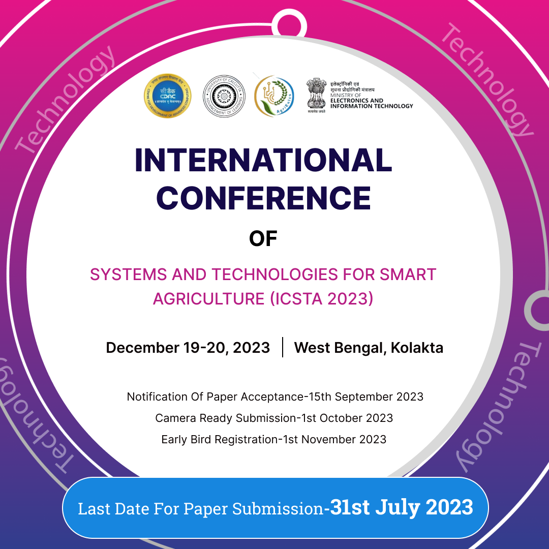 International Conference on Systems and Technologies for Smart Agriculture, Kolkata, West Bengal, India