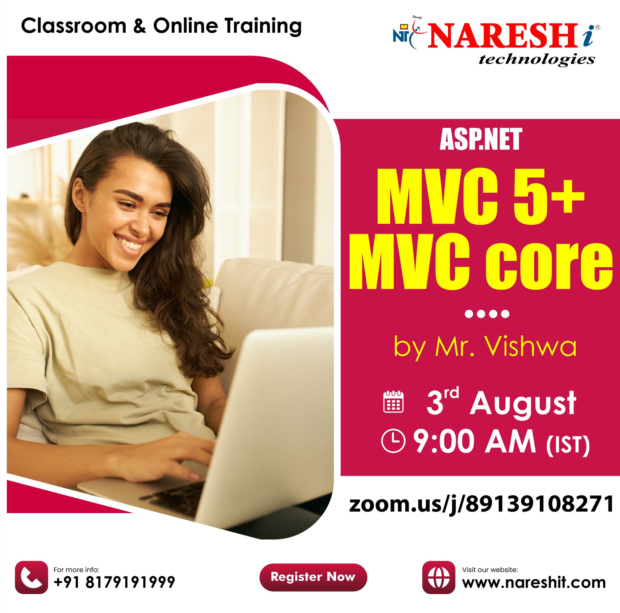Free Demo On ASP. Net MVC 5 + MVC Core in NareshIT - 8179191999, Online Event