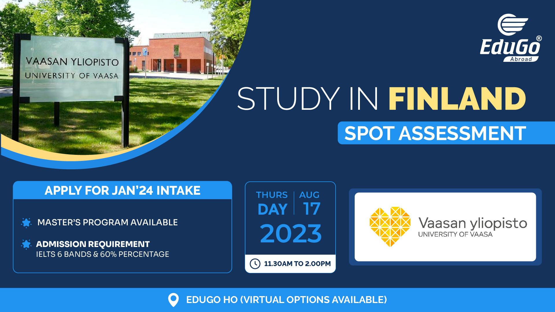 FINLAND SPOT ASSESSMENT DAY - Inviting students from all fields and programs., Ahmedabad, Gujarat, India