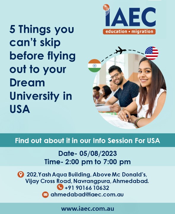 Study in USA- Info Day-05/08/23, Ahmedabad, Gujarat, India