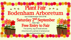 Plant Hunters Fair at Bodenham Arboretum on Saturday 2nd September