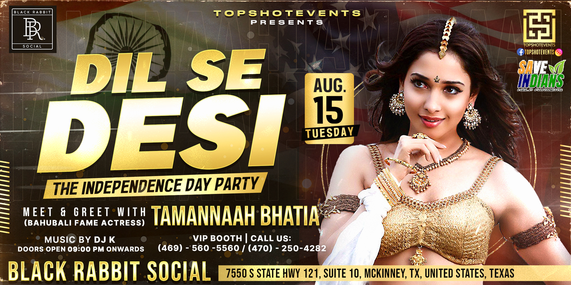 DIL SE DESI INDEPENDENCE DAY PARTY WITH TAMANNAAH BHATIA, McKinney, Texas, United States