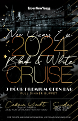 Black and White New Year's Eve 2024 Gala Fireworks Cruise aboard the Cabana Yacht New York City, USA