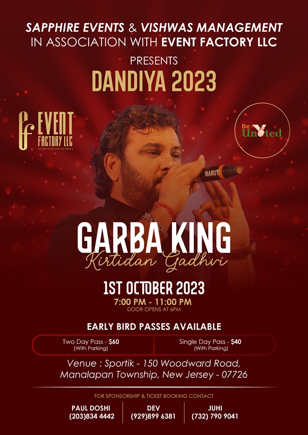 Dandiya 2023 With Garba King Kirtidan Gadhvi In New Jersey, Manalapan Township, New Jersey, United States