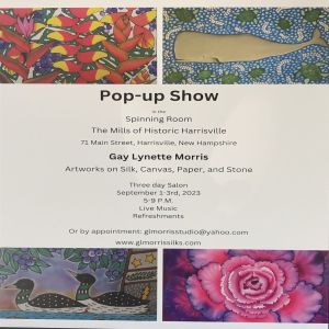 Gay Morris Pop-up Show September 1,2,3 Spinning Room The Mills of Historic Harrisville, Harrisville, New Hampshire, United States