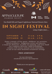 In Sight Festival! September 9 and 10 at Fort Rodd Hill and Fisgard Lighthouse NHS!
