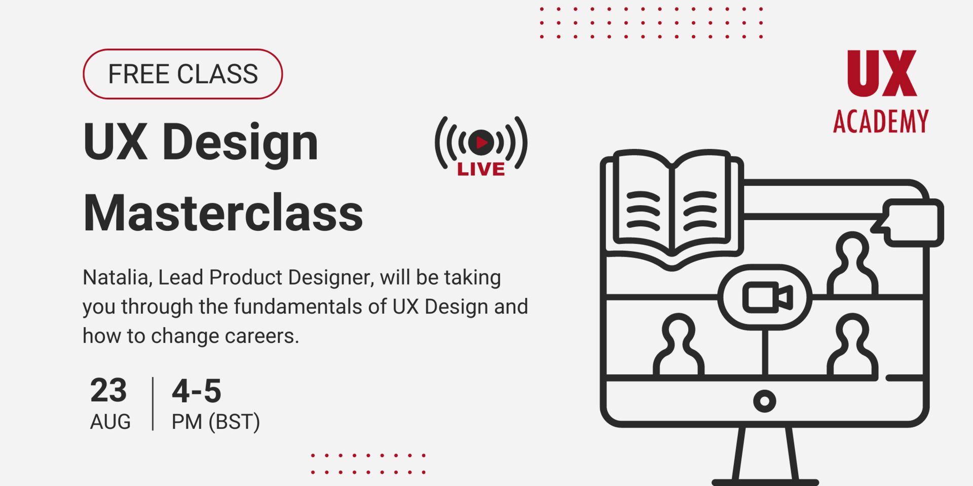 Free UX Masterclass August 2023, Online Event