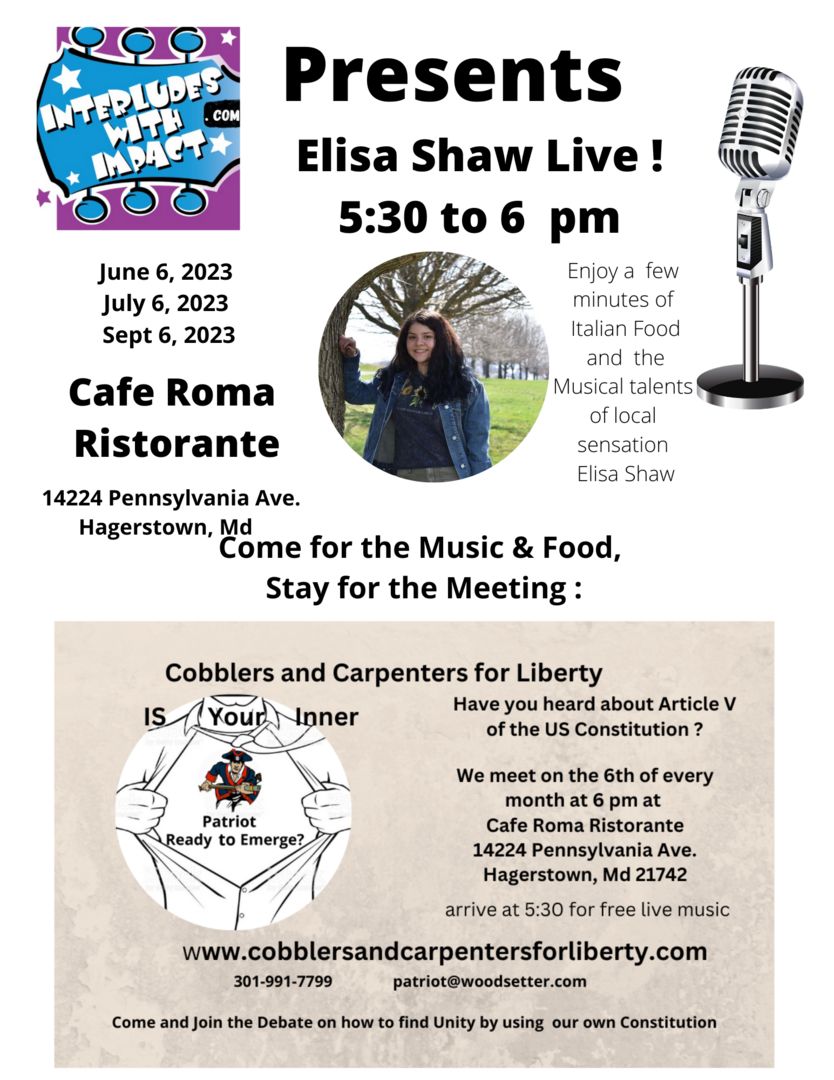 Elisa Shaw, Live Music and Learn about Article V of US Constitution Sept 6th 2023, Hagerstown Md, Hagerstown, Maryland, United States