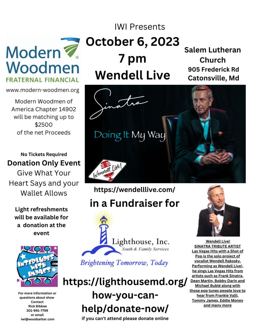 IWI Presents Wendell Live in a Fundraiser for Lighthouse Inc., Catonsville, Maryland, United States