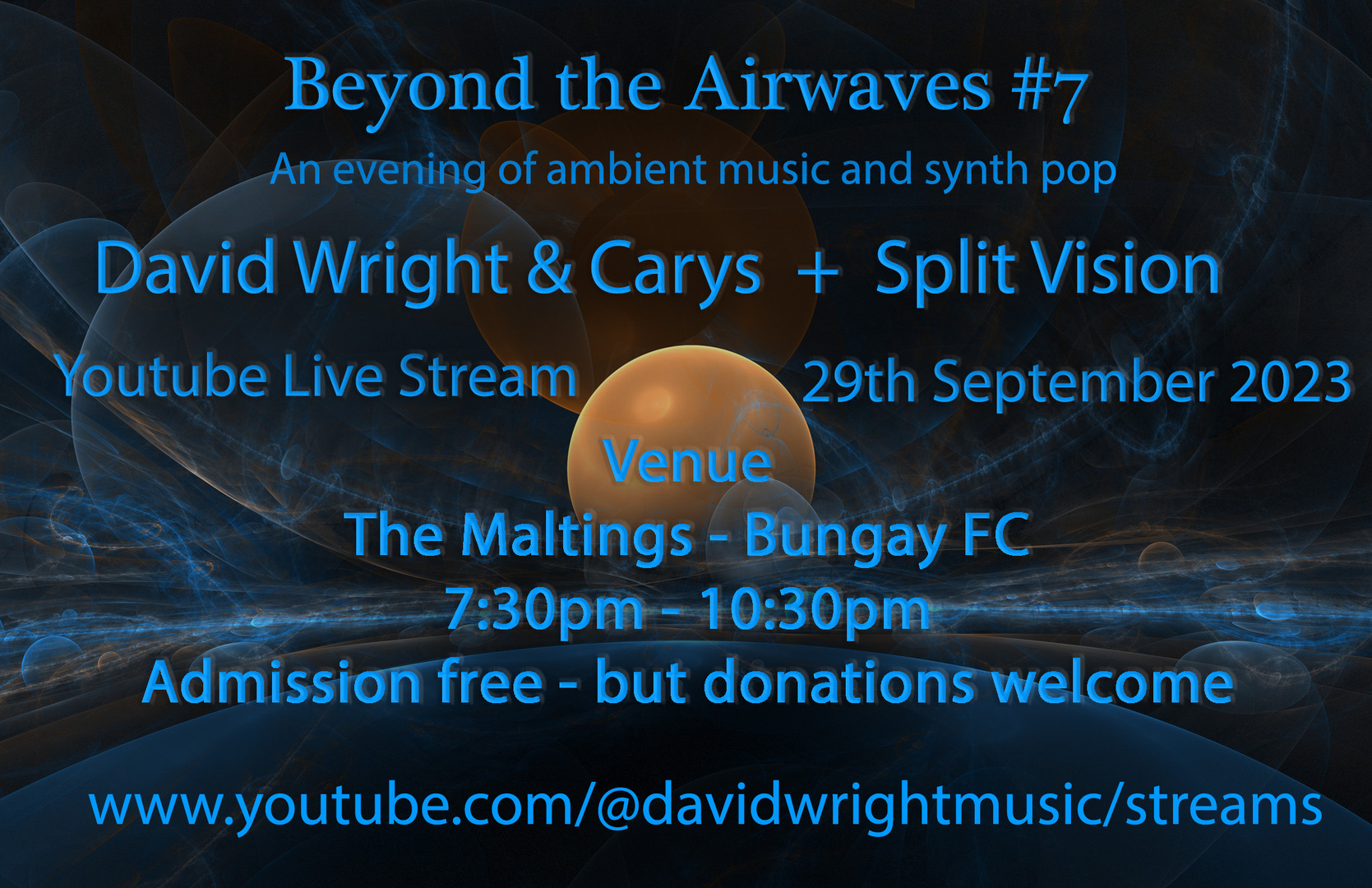 Beyond the Airwaves #7 Ambient Music with David Wright and Carys plus guest from Sweden 'Split Vision, Online Event