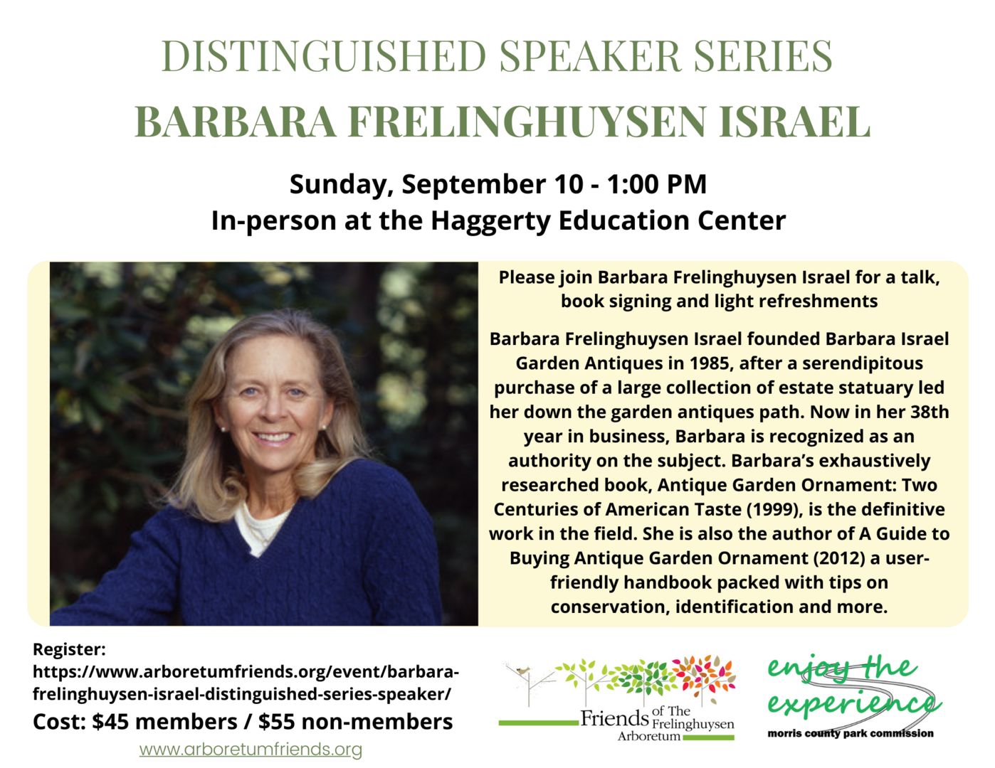 BARBARA FRELINGHUYSEN ISRAEL SPEAKS ON ANTIQUE GARDEN ORNAMENT, Morristown, New Jersey, United States