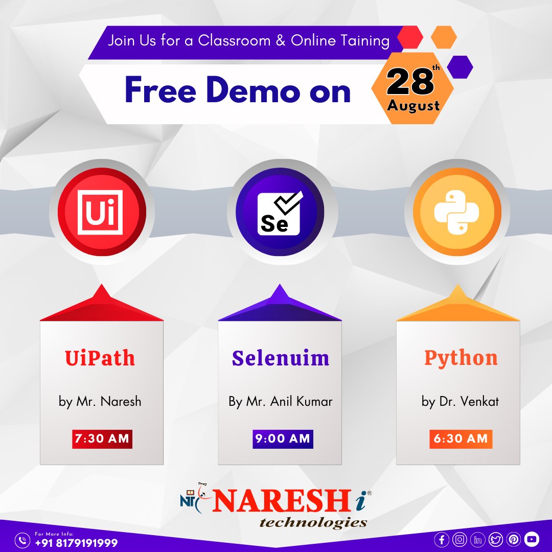 Attend Free Demo on 28th August 23 in NareshIT -8179191999, Online Event