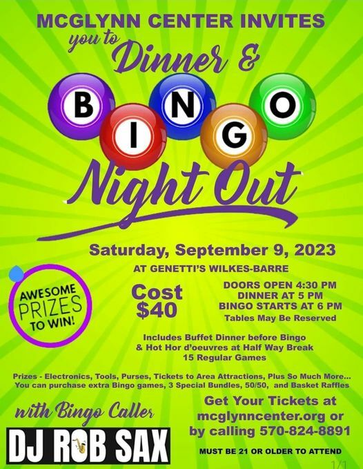 Dinner and Bingo Night Out, Wilkes-Barre, Pennsylvania, United States