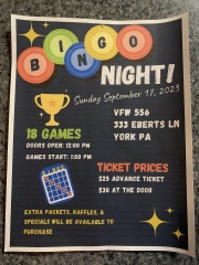 BINGO-September 17, 2023-VFW Post 556