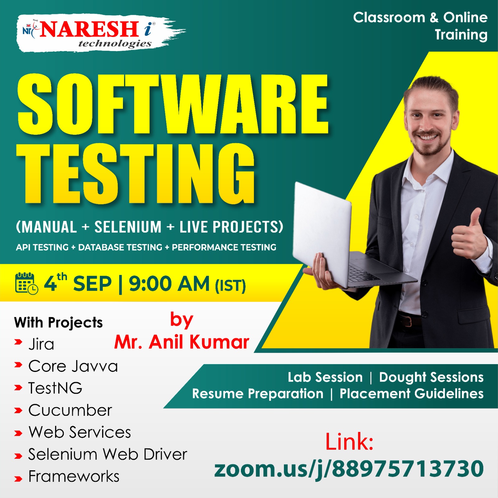 Free Demo On Software Testing - Naresh IT, Online Event