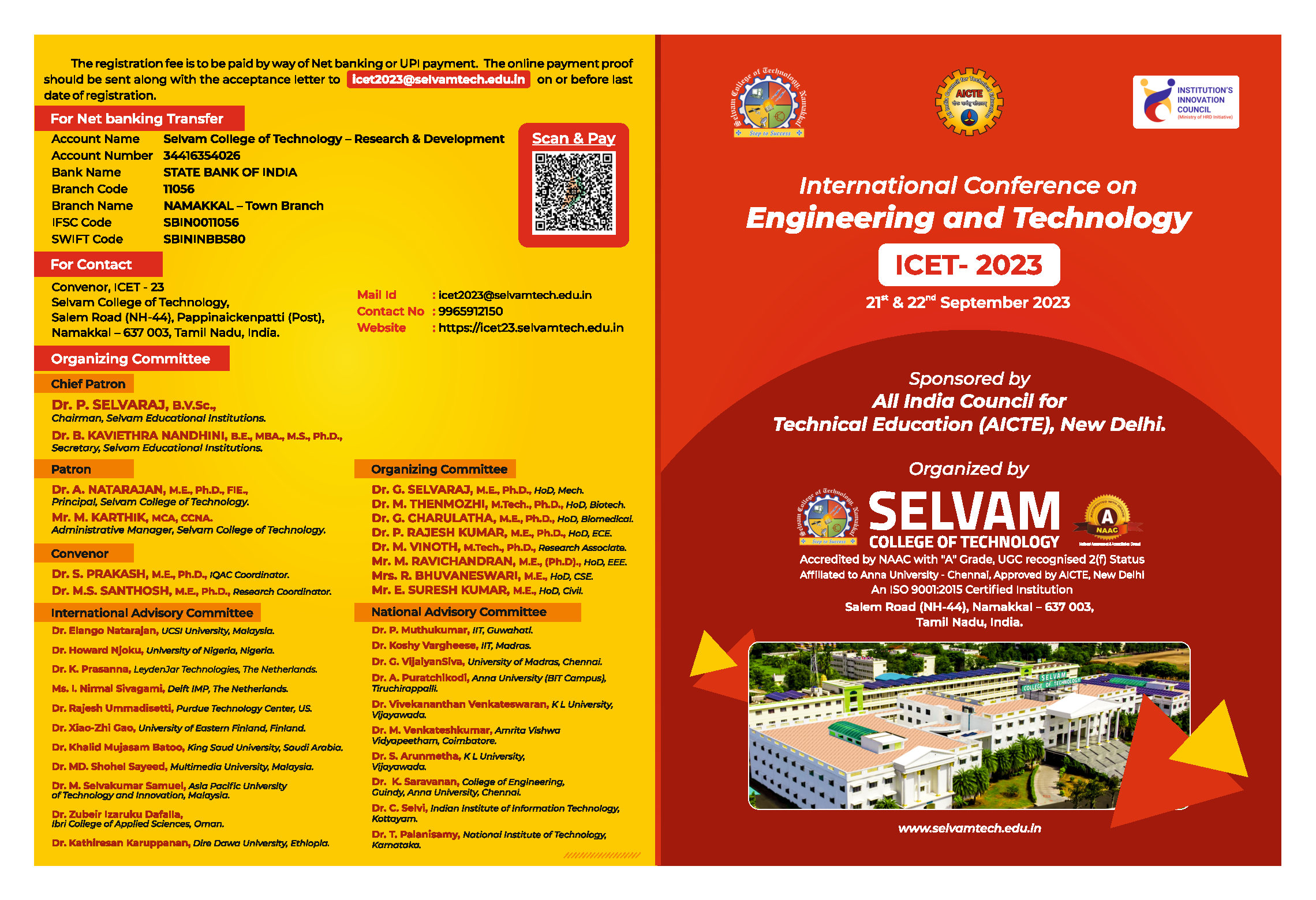 International Conference on Engineering and Technology (ICET- 2023), Namakkal, Tamil Nadu, India