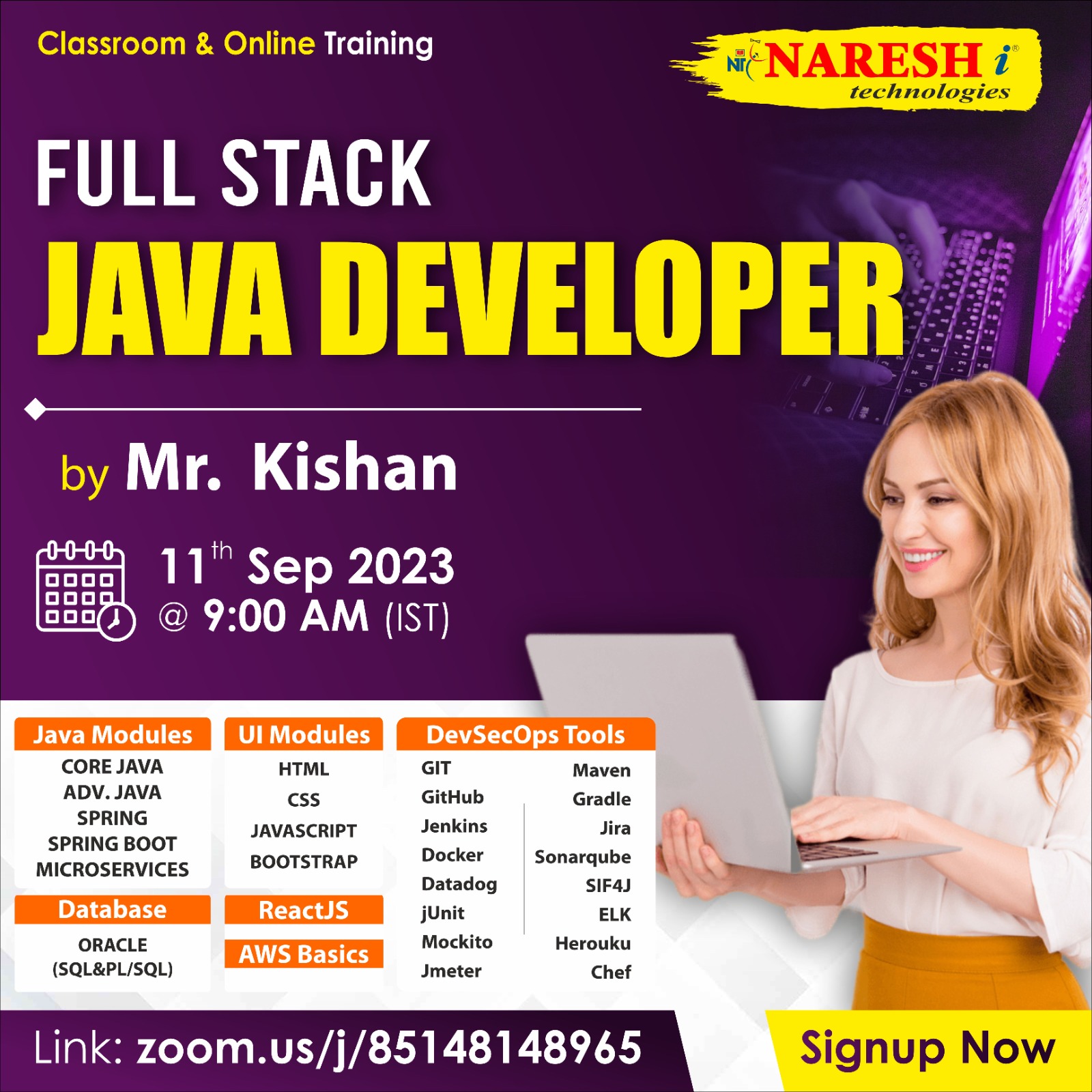 Free Demo On Full Stack Java Developer - Naresh IT, Online Event