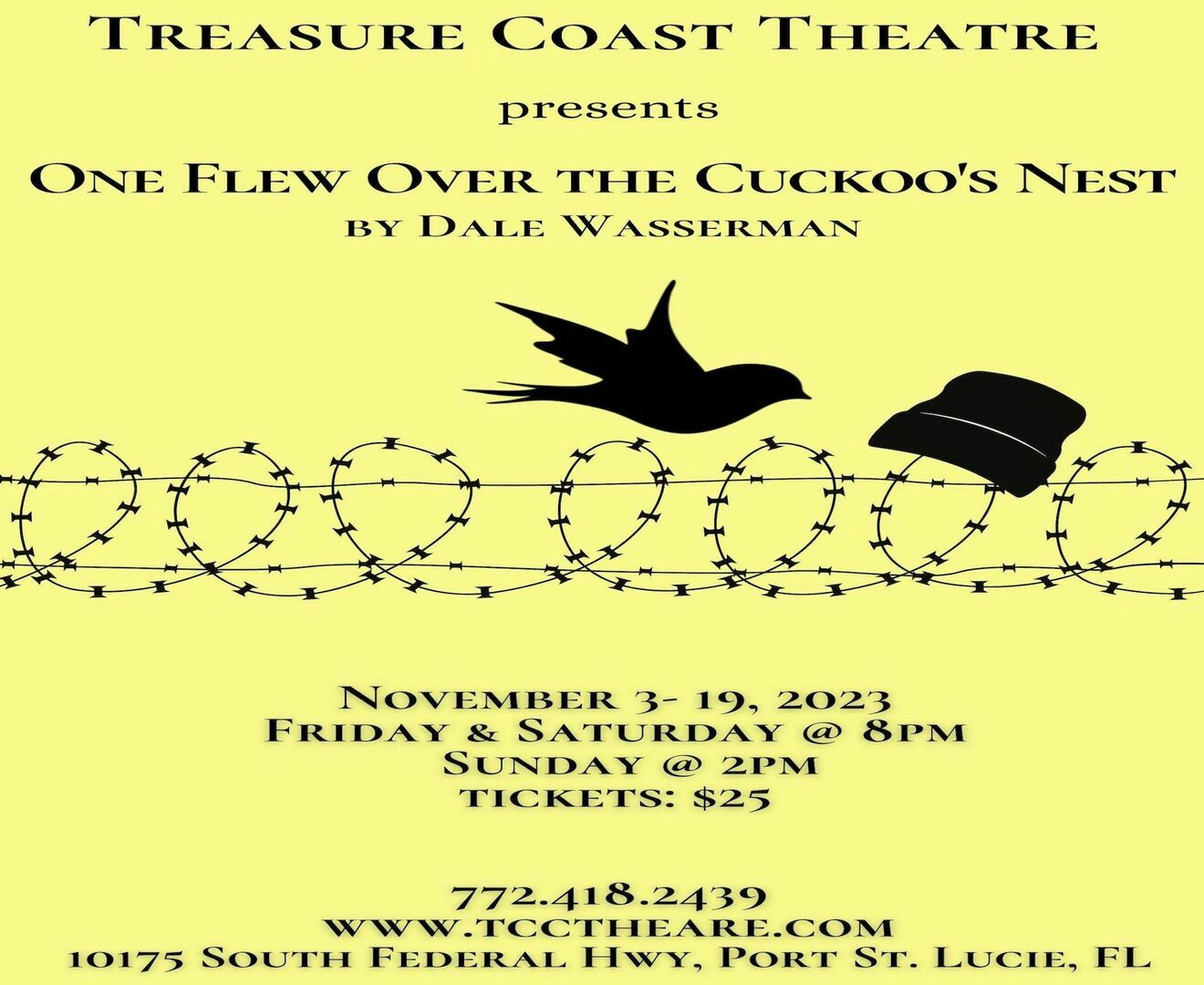 Treasure Coast Theatre presents the Tony Award winning drama "One Flew Over the Cuckoo's Nest", Port St. Lucie, Florida, United States