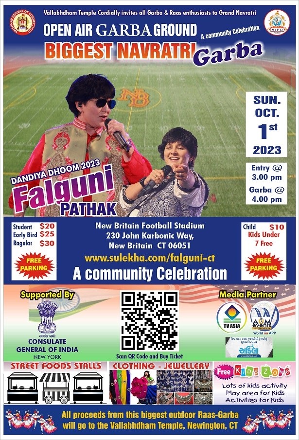 Falguni Pathak Dandiya Dhoom - Biggest Navaratri Graba 2023, New Britain, Connecticut, United States