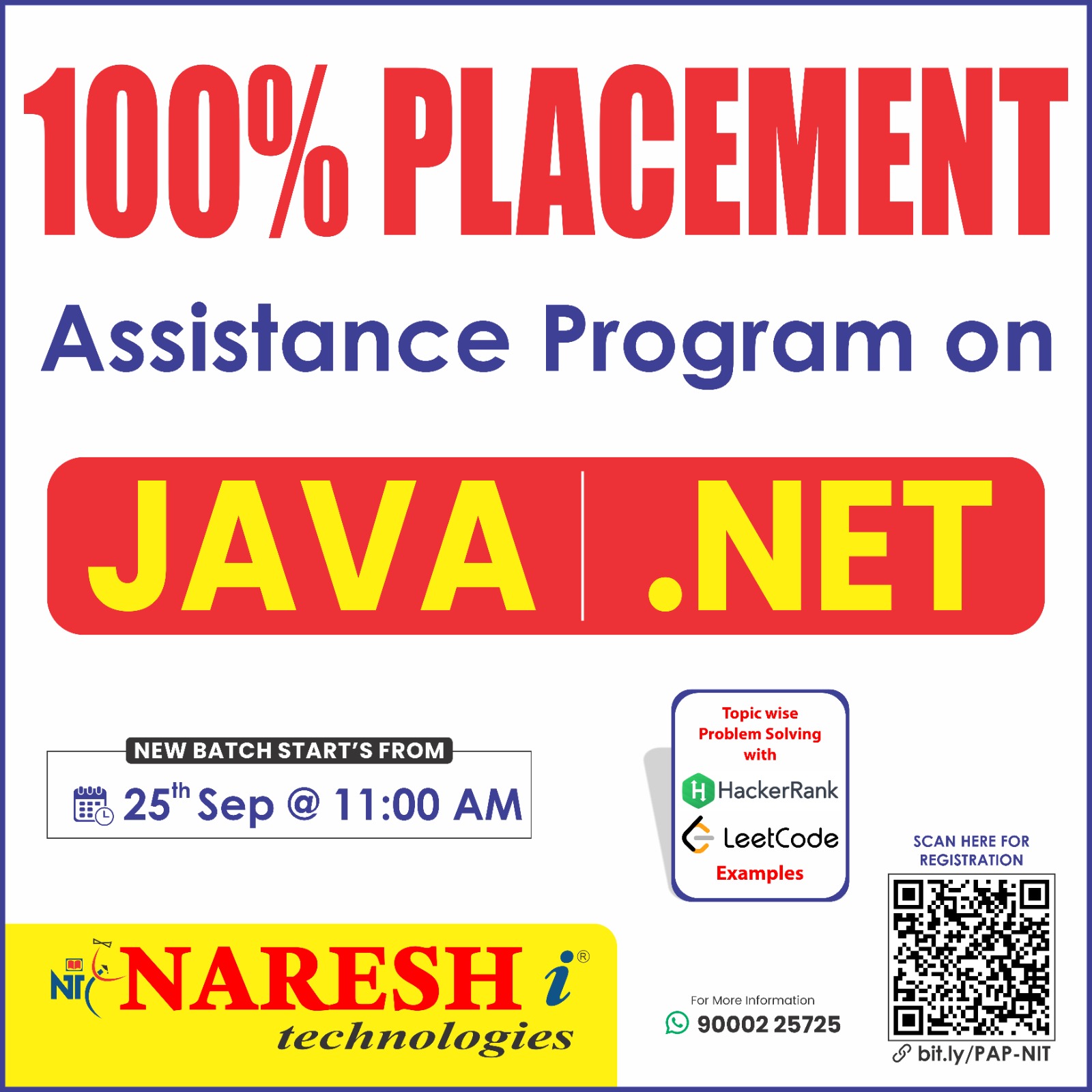 100% Placement Assistance Program On Java Developer & Dot Net - Naresh IT, Online Event