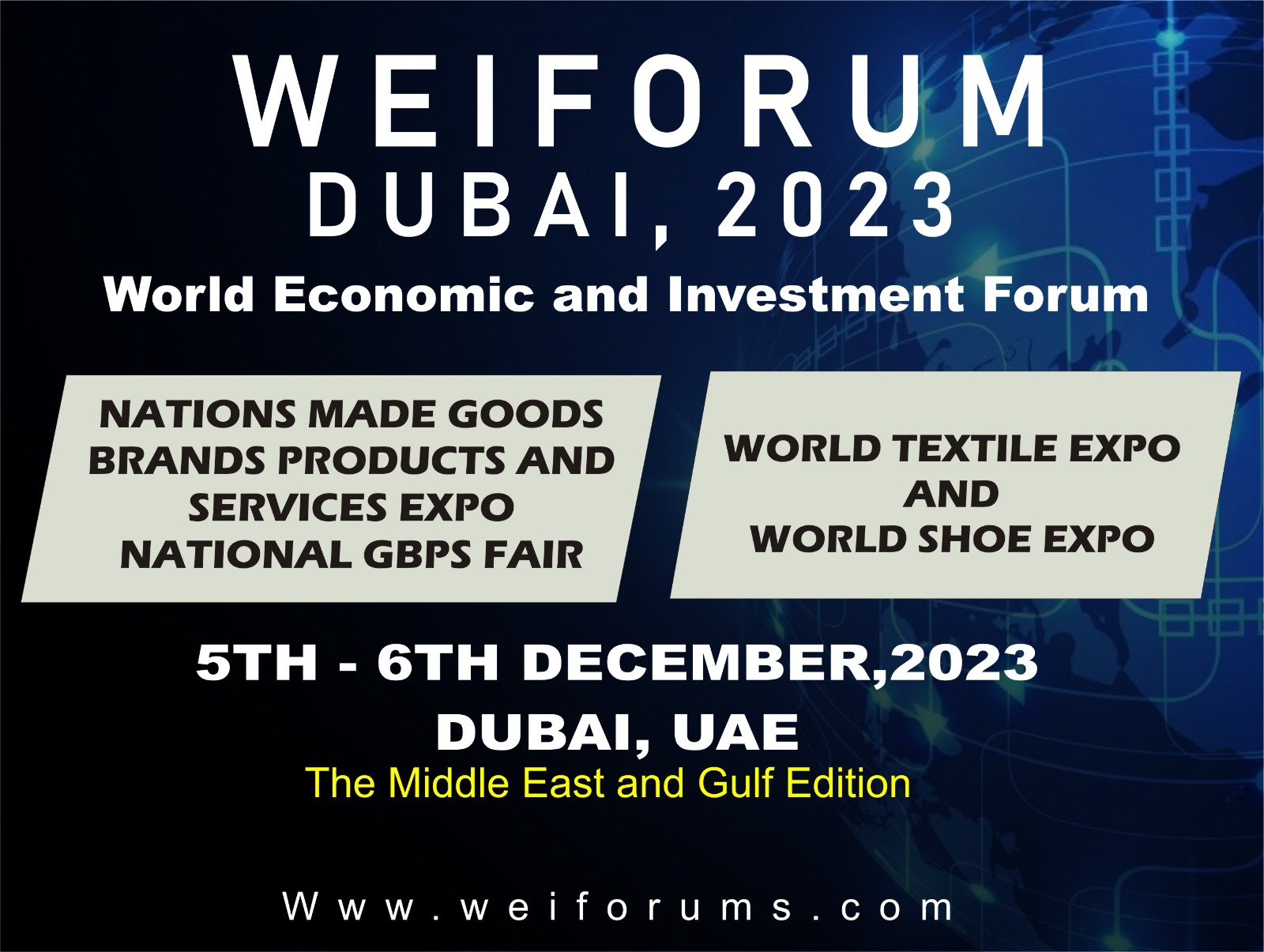 World Economic and Investment Forum (WEIFORUM), Dubai, UAE, Garhoud, Dubai, United Arab Emirates