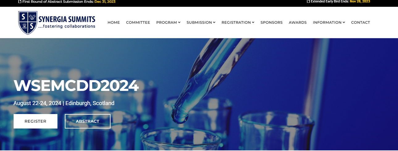 World Summit and Expo on Medicinal Chemistry, Drug Discovery & Drug Delivery (WSEMCDD2024), Edinburgh, Scotland