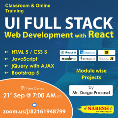 Free Demo On UI Full Stack Web Development with react - Naresh IT