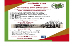 Family History Research Fair, Suffolk Family History Society, Sat 14 October 2023 FREE ENTRY