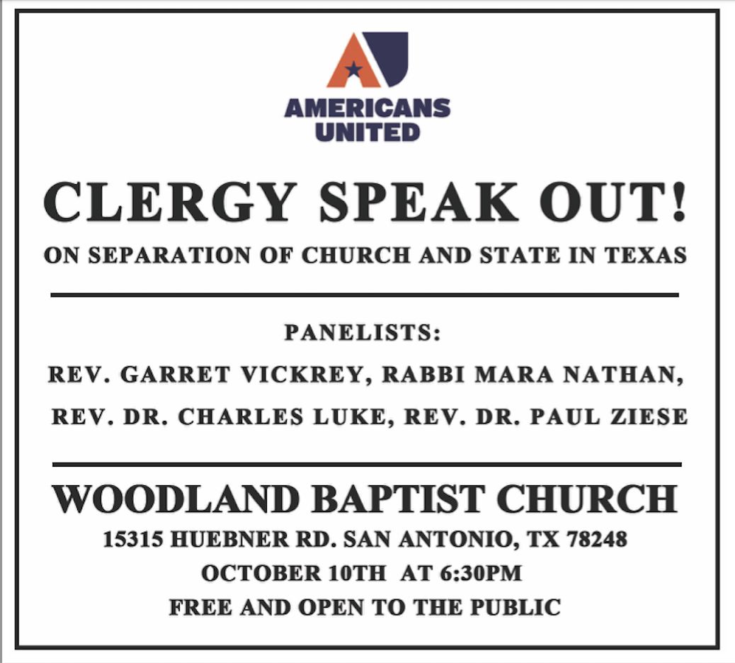 Clergy Speak Out!--on Separation of Church and State in Texas, San Antonio, Texas, United States