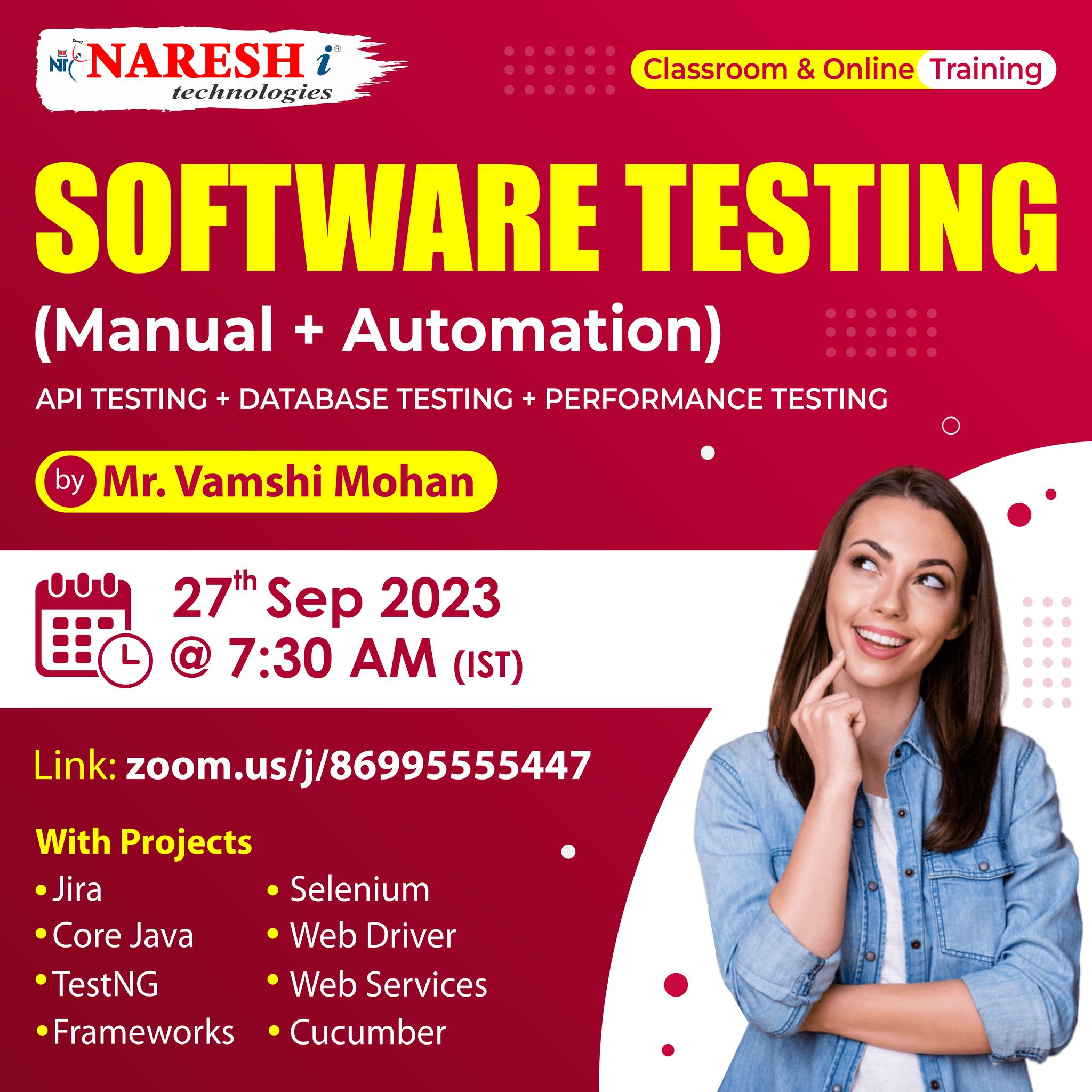 Free Demo On Software Testing Online Training in NareshIT, Online Event