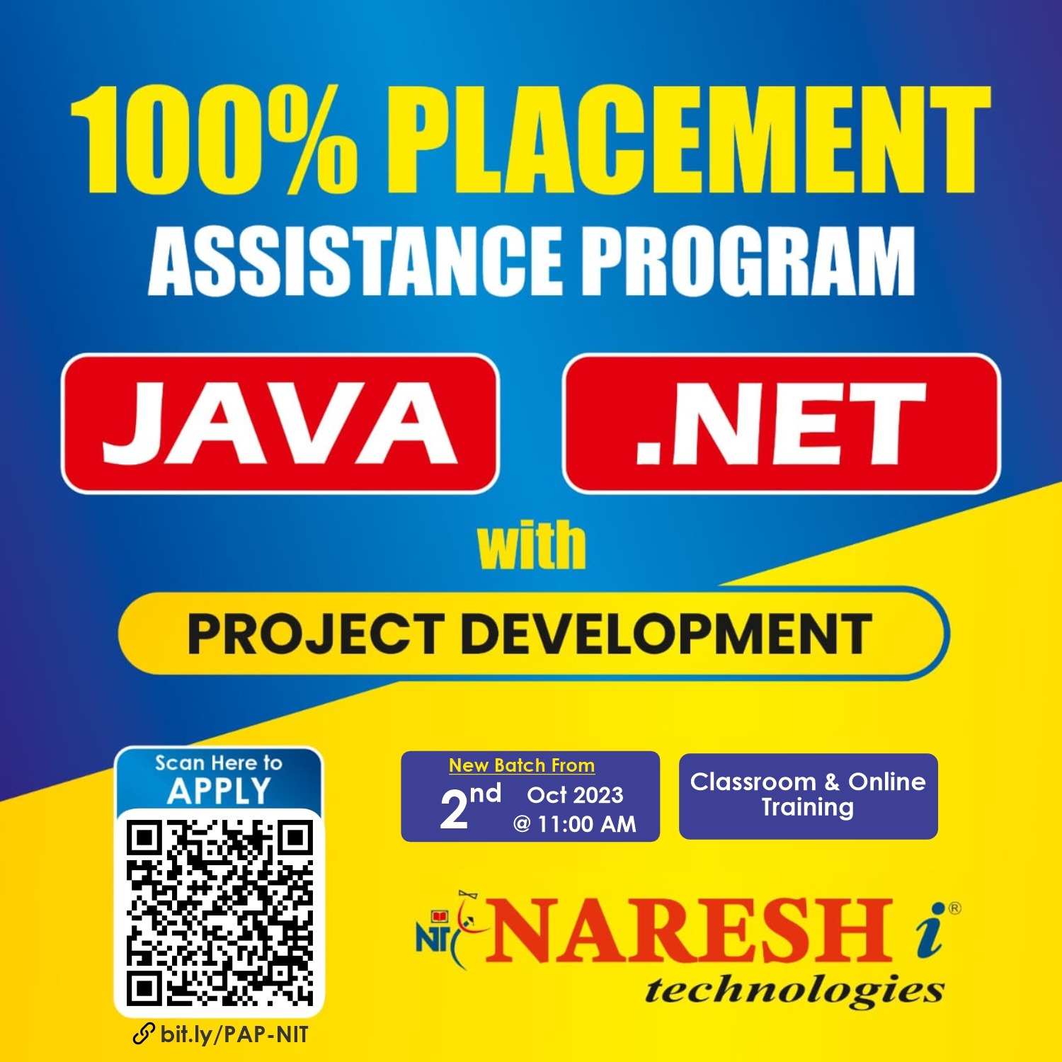 100% Placement Assistance Program On Java Developer & .Net - Naresh IT, Online Event