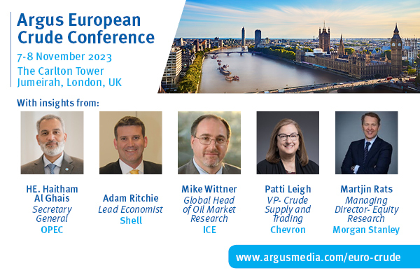Argus European Crude Conference | 7-8 November 2023 | The Carlton Tower Jumeirah, London, UK, London, England, United Kingdom