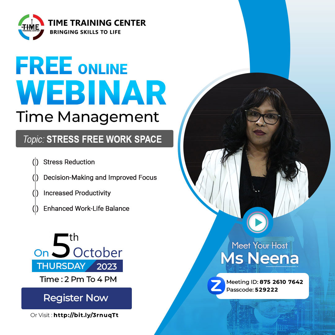 TIME MANAGEMENT Free Webinar About Stress Free Workspace, Online Event