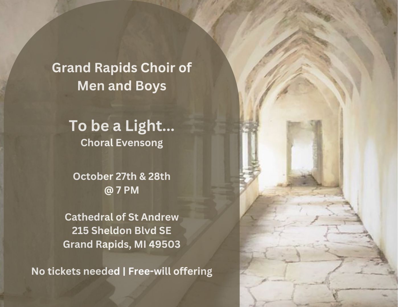 Grand Rapids Choir of Men and Boys - Choral Evensong - October 27th and 28th, Grand Rapids, Michigan, United States