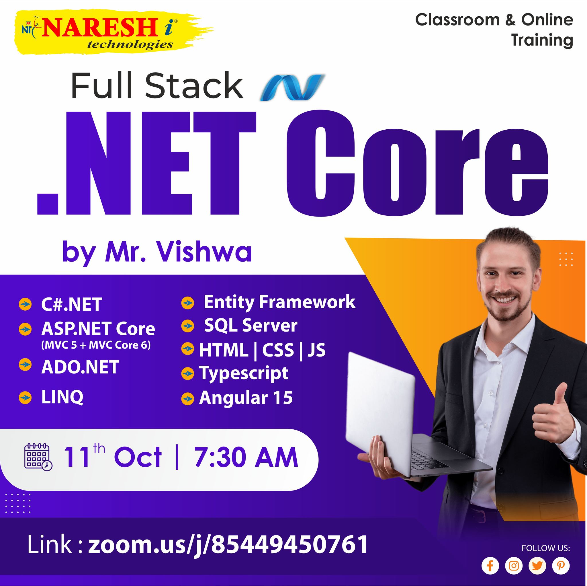 Free Demo On Full Stack .Net Online Training in NareshIT, Online Event