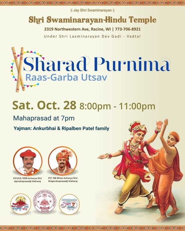 Garba and Dandiya Raas Utsav - Sharad Purnima in Wisconsin, Racine, Wisconsin, United States