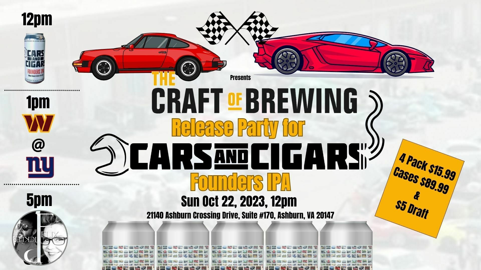 Cars and Cigars and TCOB Brewery - Cars and Cigars Founders IPA Beer Release, Ashburn, Virginia, United States