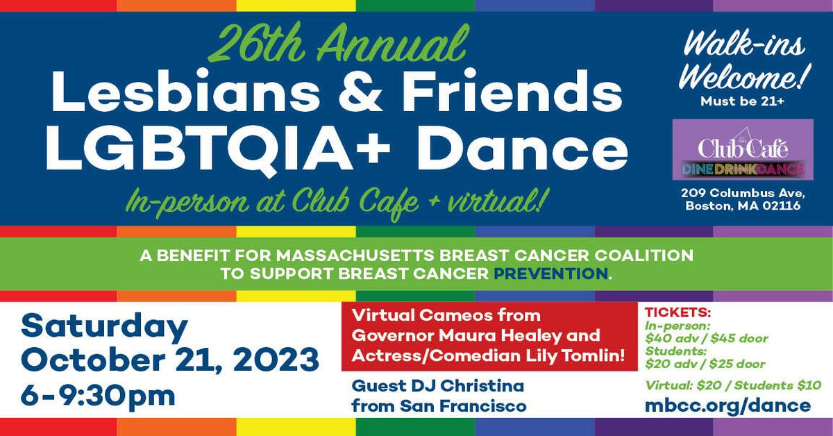 26th Annual LGBTQIA+ Lesbians and Friends Dance in-person and virtual - Help Prevent Breast Cancer, Online Event