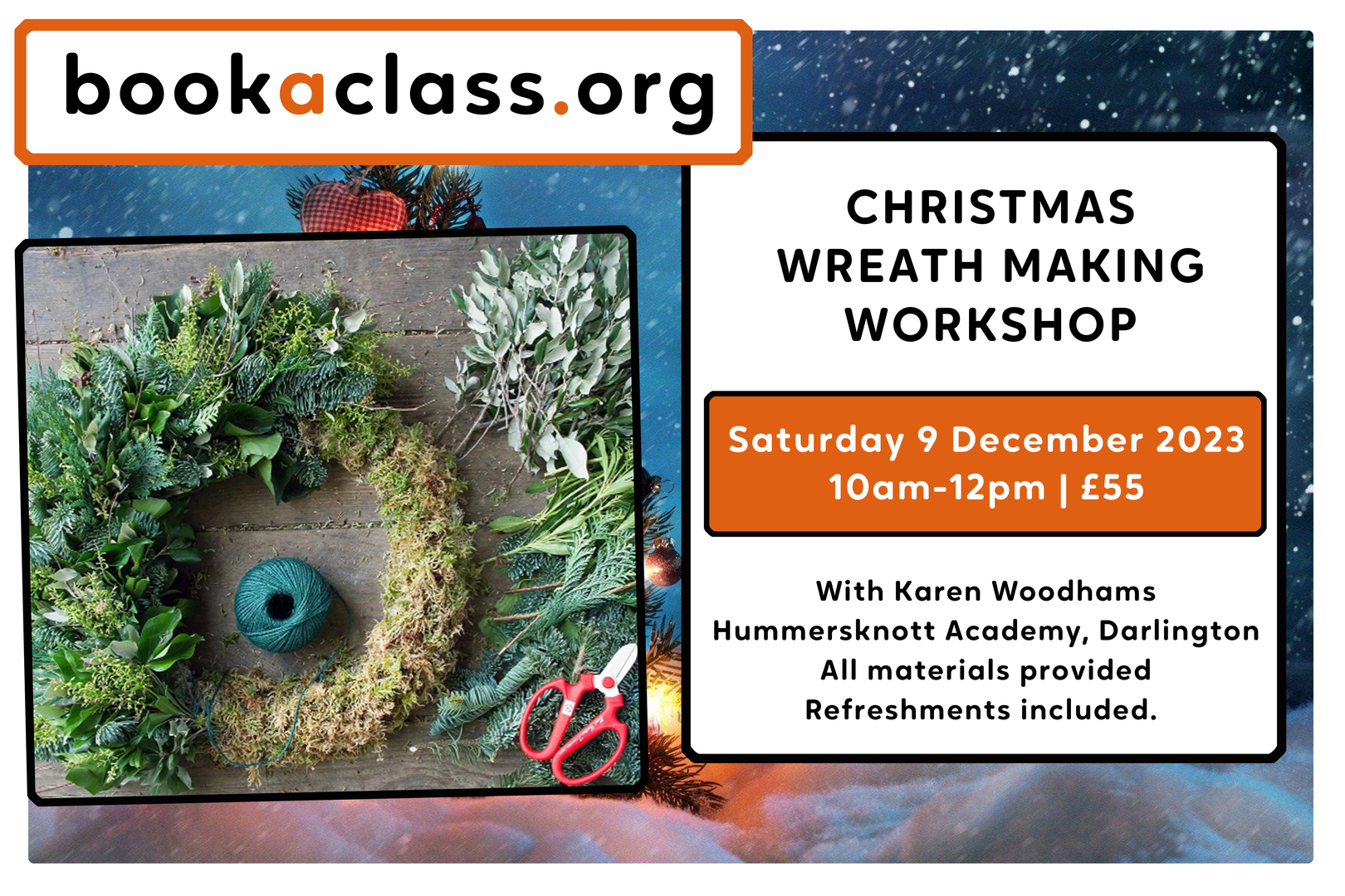 Christmas Wreath Making Workshop, Darlington, England, United Kingdom