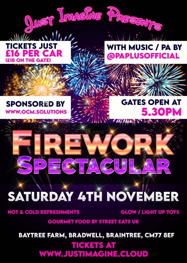 Firework Spectacular 2023 with Just Imagine at Baytree Farm Boot Sale - 4th November, Braintree, England, United Kingdom