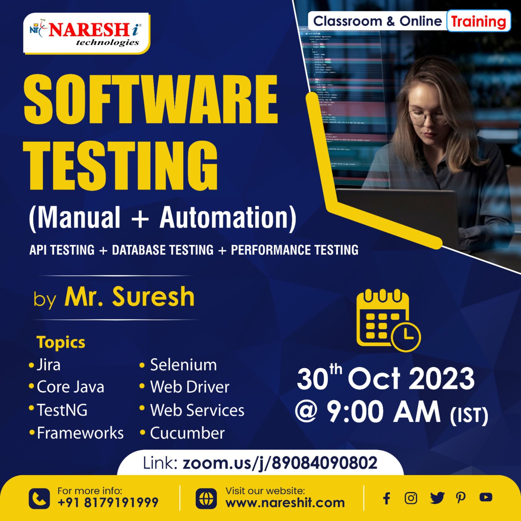 Best Online Course Software Testing Training in NareshIT, Online Event