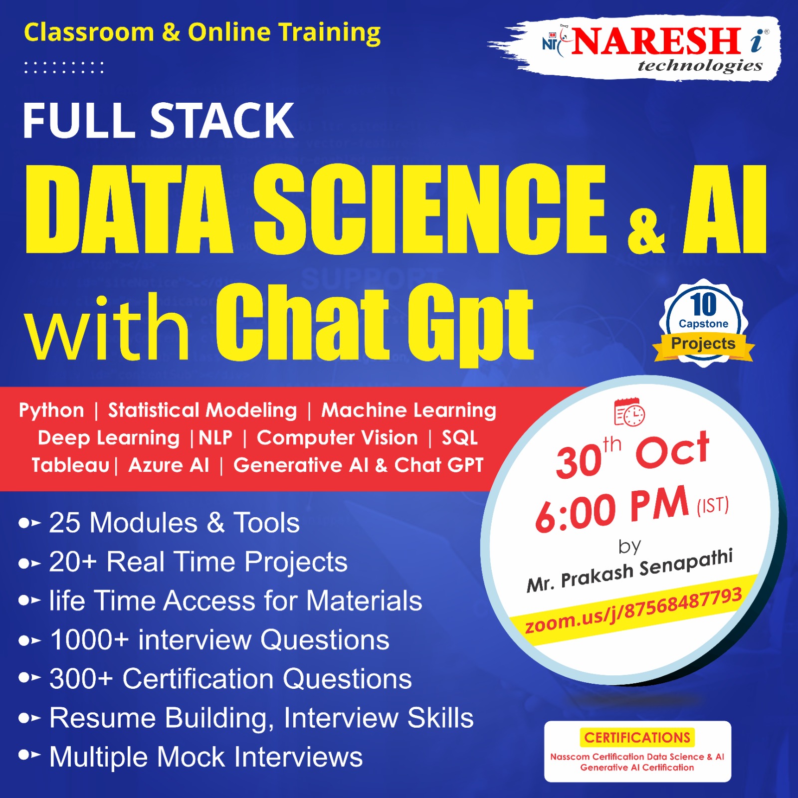 Best Online Course Full Stack Data Science & AI Training in NareshIT, Online Event