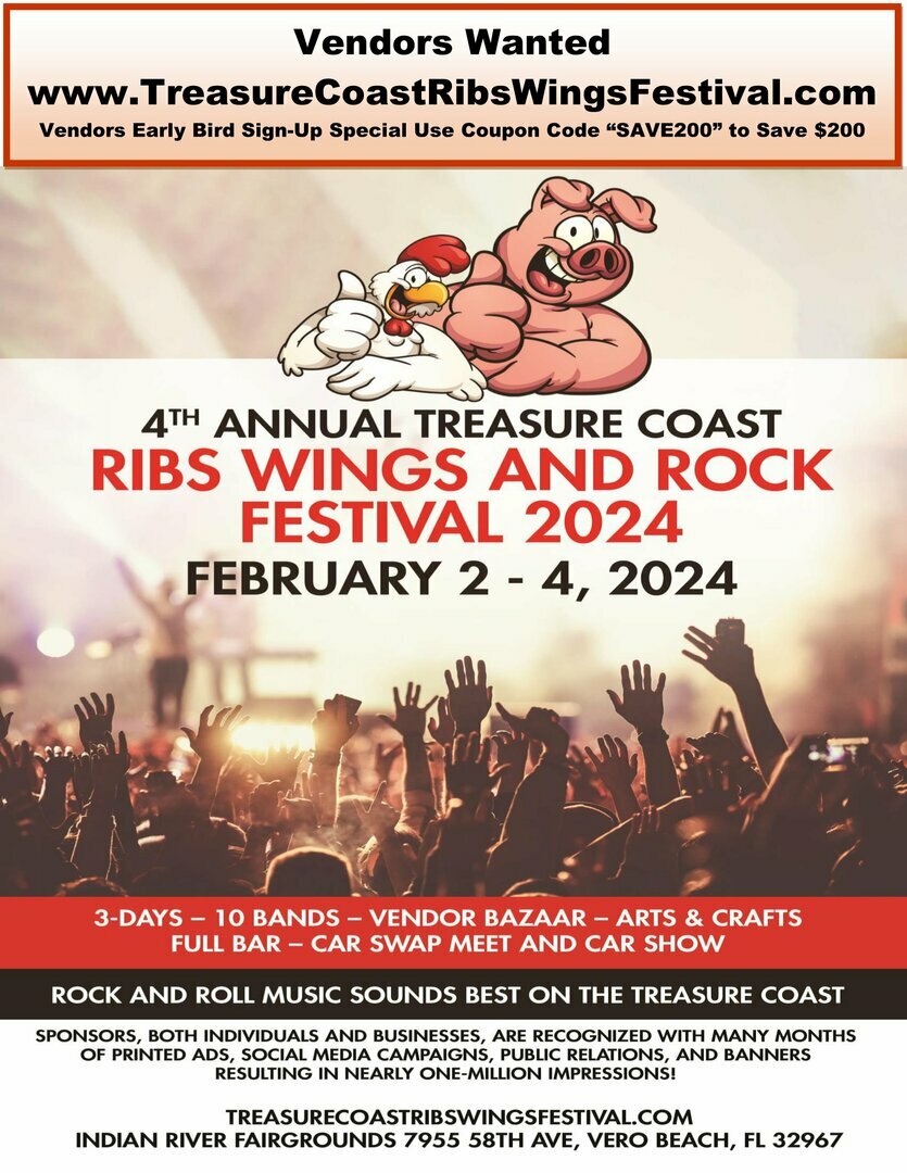 Get Ready to Rock Out at the 5th Annual Treasure Coast Ribs Wings and Rock Festival, Vero Beach, Florida, United States