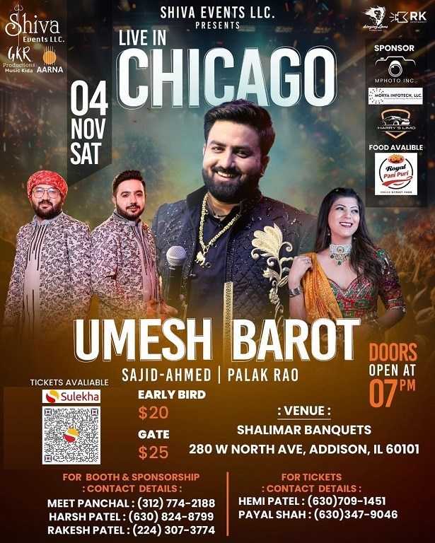 Umesh Barot and Palak Rao Live in Chicago Garba, Addison, Illinois, United States