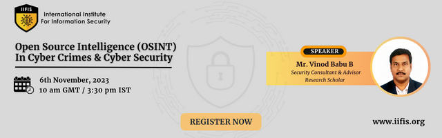 Open Source Intelligence(OSINT) in Cyber Crimes & Cyber Security, Online Event