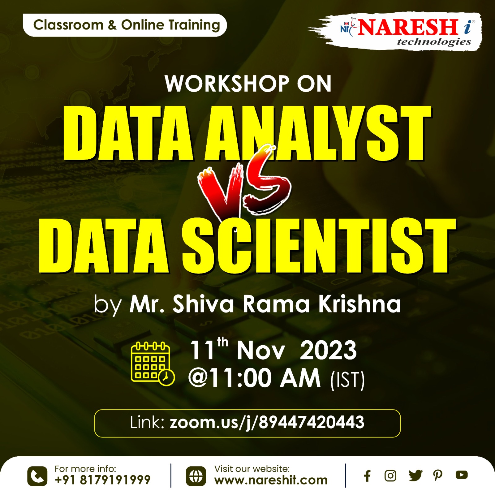 Online Workshop on Data Analyst Vs Data Scientist - NareshIT, Online Event